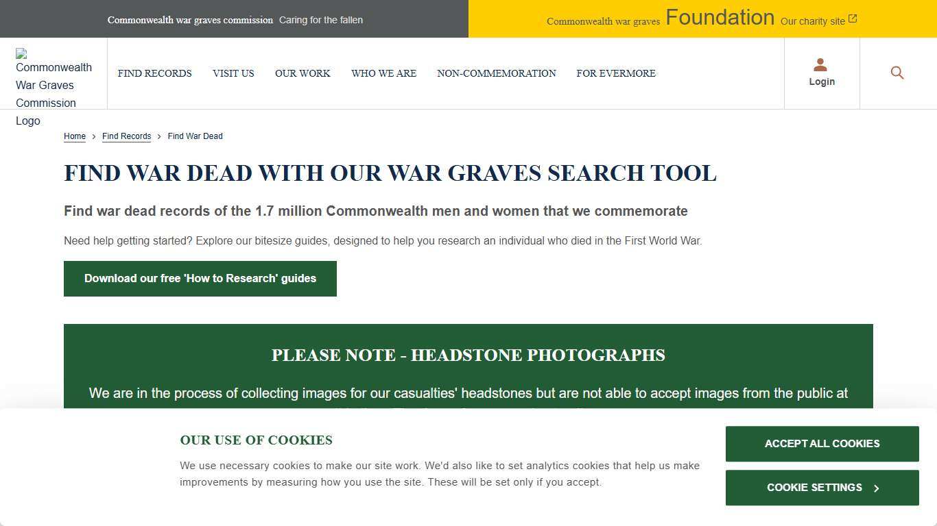 Find war dead War graves search CWGC